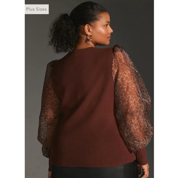 Anthro Dolan Sheer Puff Sleeve Sweater - Picture 3 of 11